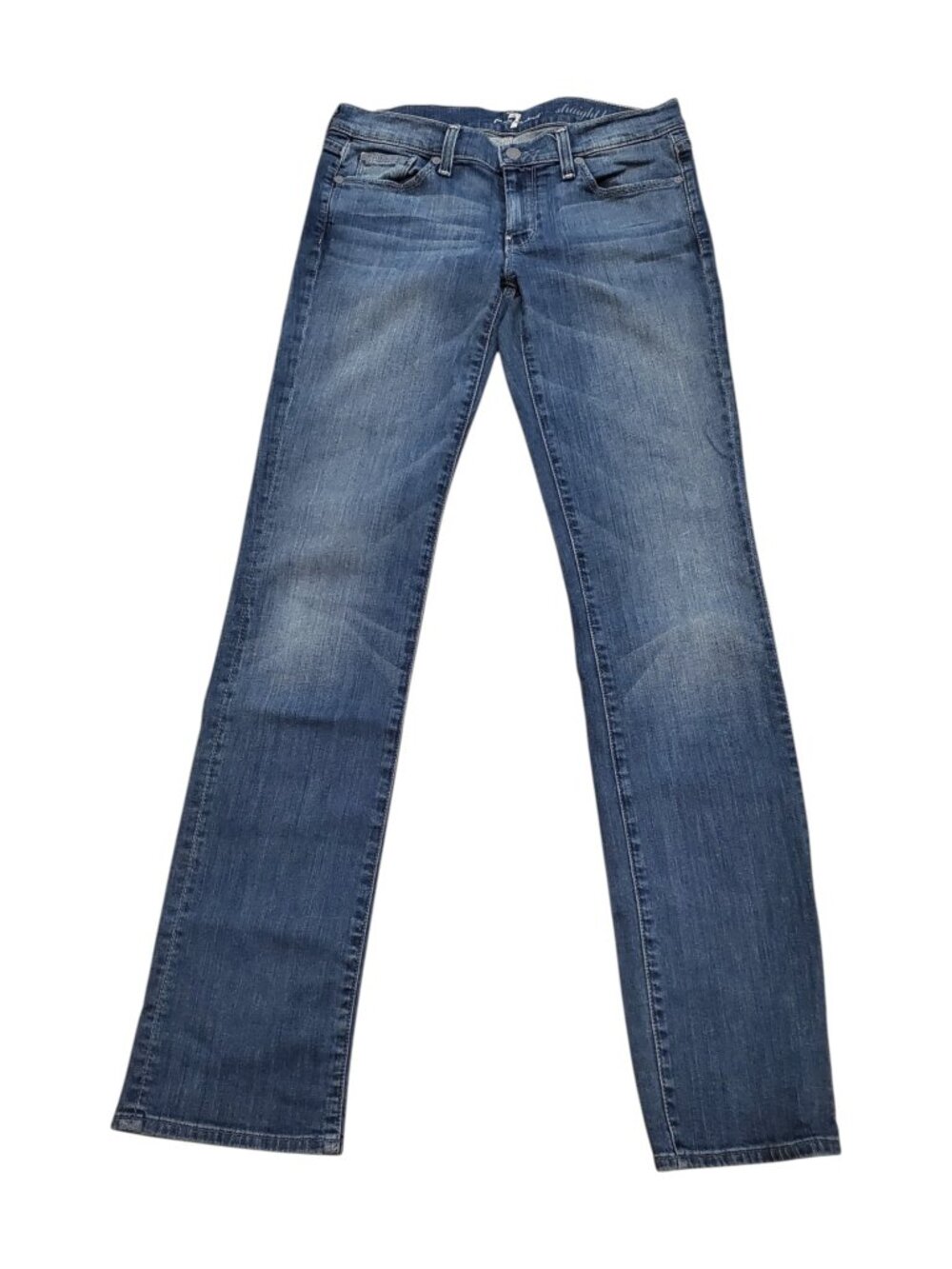 7 For All Mankind Straight Leg Jeans in Medium Blue Wash